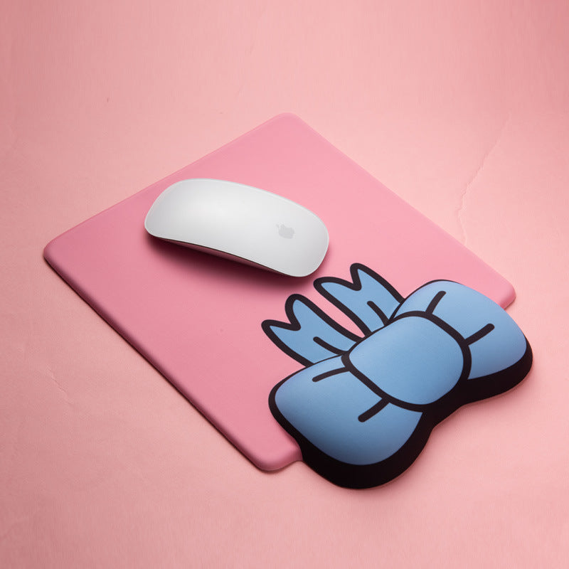 [Blue] Bowknot Wristband Mouse Pad Keyboard Hand Rest Cute Cartoon