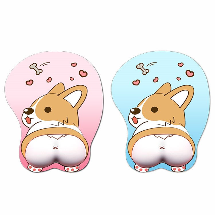 [Blue] Keji dog dog mouse pad dog wrist pad cartoon creative pattern girl Keji PP silicone wristband