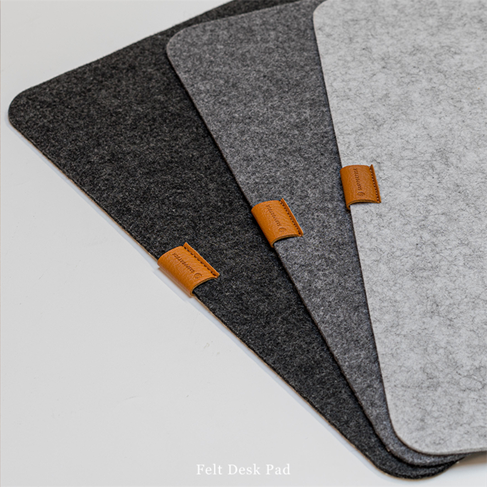 Image of all three grey variants of the Merino Wool Felt Desk Mat