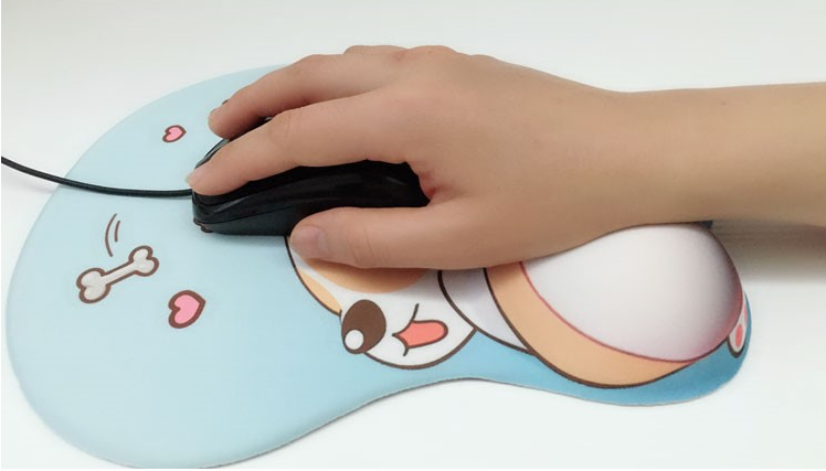 [Blue] Keji dog dog mouse pad dog wrist pad cartoon creative pattern girl Keji PP silicone wristband